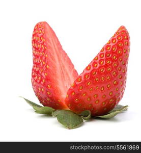 Halved strawberry isolated on white background