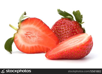 Halved strawberry isolated on white background