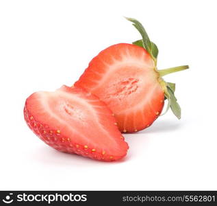 Halved strawberry isolated on white background