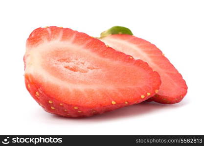 Halved strawberry isolated on white background