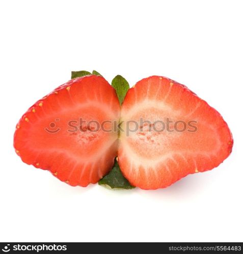 Halved strawberry isolated on white background