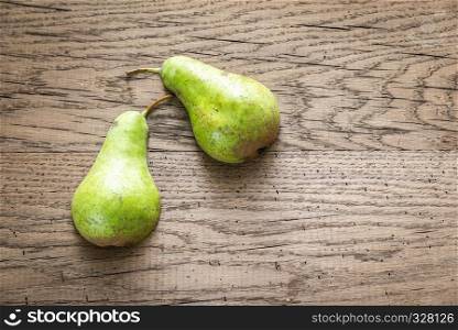 Halves of green pear