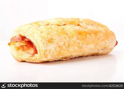 Ham and cheese bakery, isolated over white background