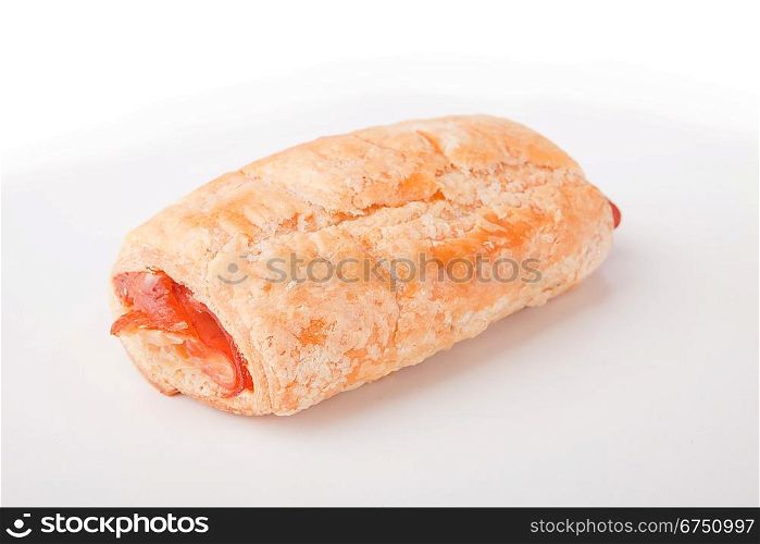 Ham and cheese bakery, isolated over white background