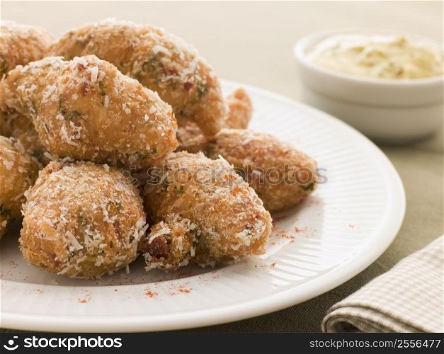 Ham and Cheese Beignets with Dijonnaise