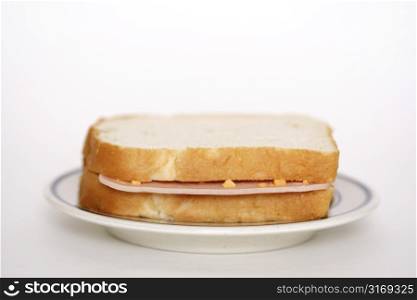 Ham sandwich on a plate