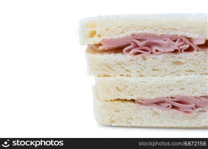 ham sandwiches on white background