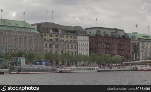 Hamburg, Germany. Elbe river. Urban scene.