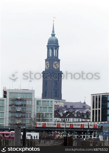 Hamburg Michel and city backdrop &#xA;