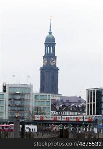 Hamburg Michel and city backdrop &#xA;