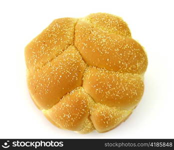 Hamburger bun , close up on a white background