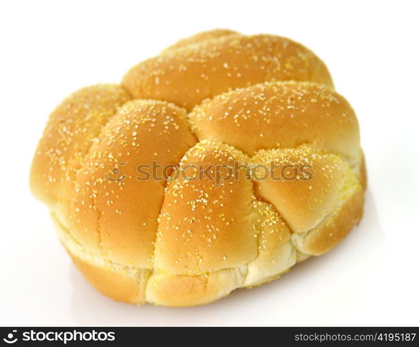 Hamburger bun , close up on a white background