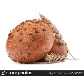 hamburger bun or roll and wheat ear isolated on white background cutout