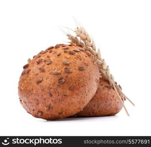 hamburger bun or roll and wheat ear isolated on white background cutout