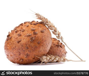 hamburger bun or roll and wheat ear isolated on white background cutout