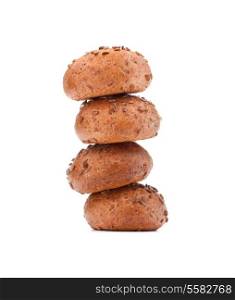 hamburger bun or roll stack isolated on white background cutout