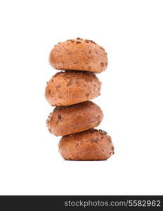 hamburger bun or roll stack isolated on white background cutout