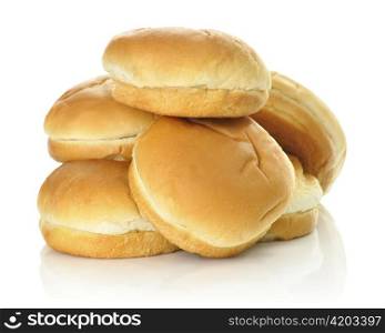 Hamburger buns isolated over white background
