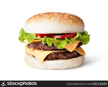 hamburger. double hamburger isolated on white background