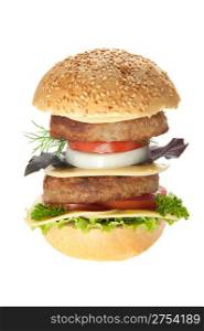Hamburger. Fast food it is isolated on a white background
