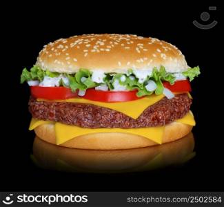 Hamburger isolated on black background