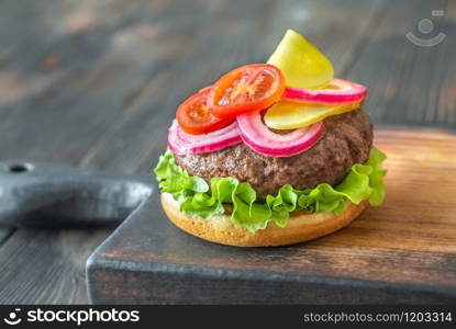 Hamburger on the cutting board