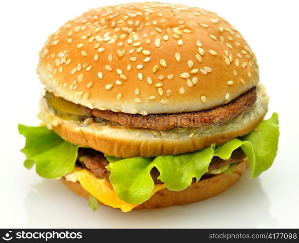 hamburger on white background