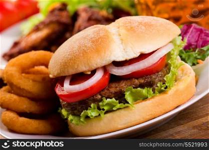 hamburger with vegetables