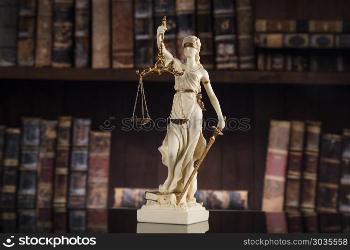 Hammer and god of law concept. Lady of justice, Law and justice concept