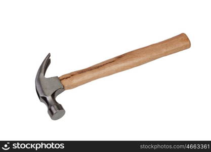 Hammer metal and wood isolated on white background