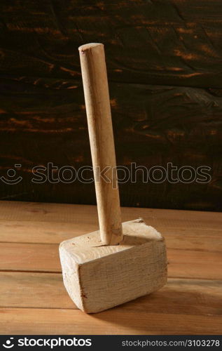 hammer old vintage wooden made over wood background