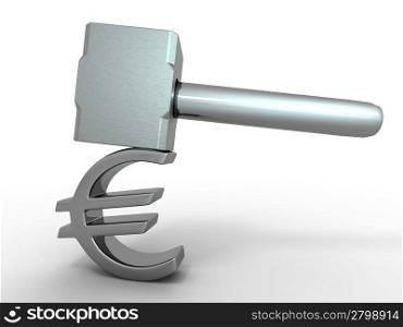 Hammer with sign euro. 3d