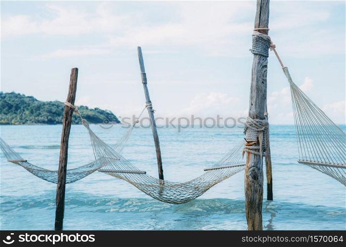 Hammock for sleeping at sea and the sky