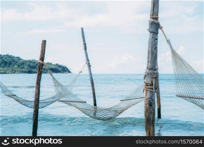 Hammock for sleeping at sea and the sky