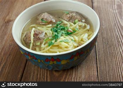 hamrashi - Azerbaijani soup with noodles and meatballs