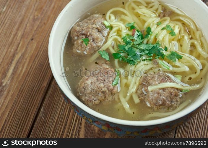 hamrashi - Azerbaijani soup with noodles and meatballs