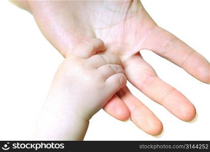 Hand adult and child isolated on white background