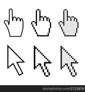 Hand and arrow mouse cursors