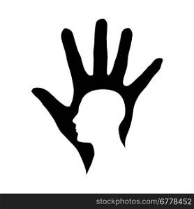 Hand and Head shape. Illustration on white background