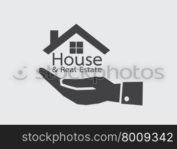 Hand and Home icon Real estate concept