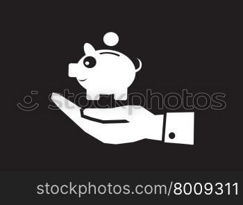 Hand and piggy bank icon
