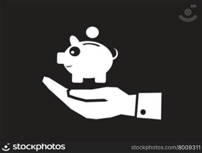 Hand and piggy bank icon