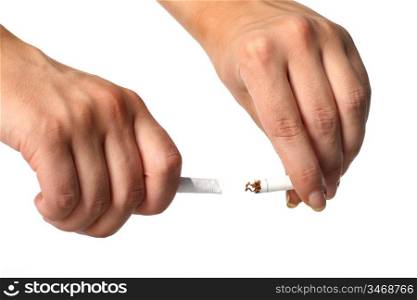 hand broke cigarette no smoke concept