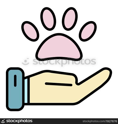 Hand care pet icon. Outline hand care pet vector icon color flat isolated. Hand care pet icon color outline vector