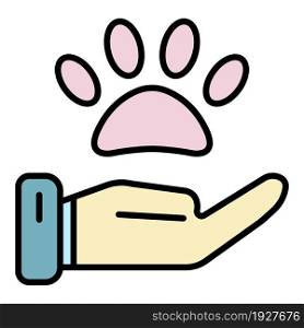 Hand care pet icon. Outline hand care pet vector icon color flat isolated. Hand care pet icon color outline vector