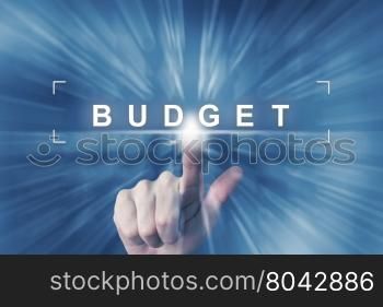 hand clicking on budget button with zoom effect background