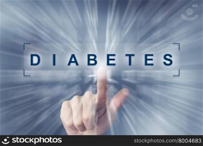 hand clicking on diabetes button with zoom effect background