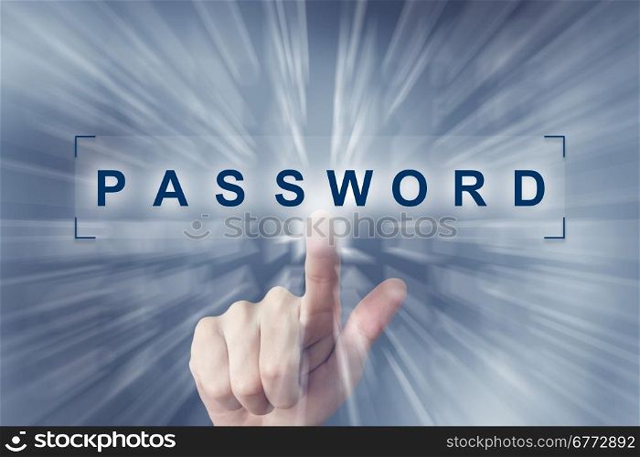 hand clicking on password button with zoom effect background