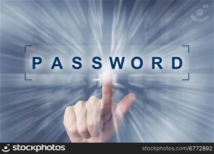 hand clicking on password button with zoom effect background