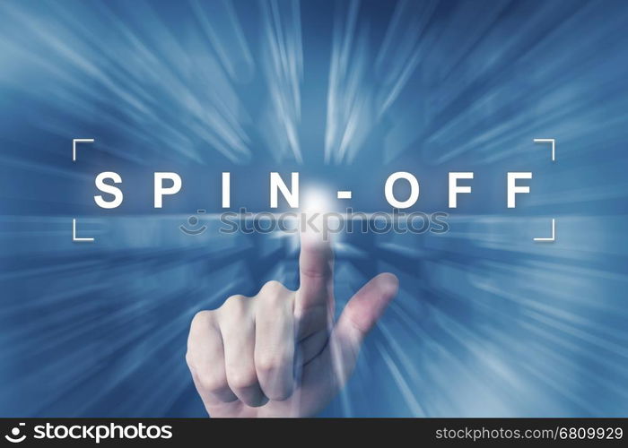 hand clicking on spin off button with zoom effect background